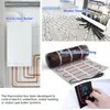 A collage showing different types of heating systems and a thermostat. Produktbild-Vorschau