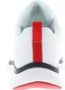 The back view of a white sneaker with red and black accents. Produktbild-Vorschau