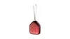 A red, house-shaped ornament with a hanging loop, against a white background. Voir les images du produit