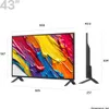 A diagram showing the dimensions of a 43-inch LG QNED television. Voir les images du produit