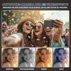 Three young women taking a selfie at a party with confetti falling. Produktbild-Vorschau