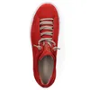 A top-down view of a red suede sneaker with gray laces on a white background. Náhľad obrázku produktu