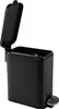 A black pedal trash can with its lid open, shown from a slightly elevated side angle. Produktbild-Vorschau