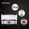 A marketing image for a Ruhhy food dehydrator, showing the product and its features in various circular insets against a dark background. Náhled obrázku produktu