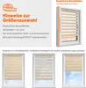 Instructions and examples of how to measure and install a double roller blind. Voir les images du produit