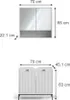 Diagrams showing the dimensions of a bathroom cabinet and vanity. Produktbild-Vorschau