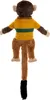 A plush toy monkey viewed from the back, wearing a yellow and green striped sweater. Produktbild-Vorschau