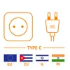 Illustration of a Type C electrical socket and plug, with flags of the EU, Cuba, Israel, and India. Produktbild-Vorschau