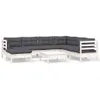 8-tlg. Garten-Lounge-Set mit Kissen Weiß Kiefer Massivholz Produktbild-Vorschau 1