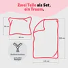 Diagram showing dimensions of a two-piece bedding set, with text indicating it's a dream set and features a zipper. Produktbild-Vorschau