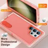 A close-up view of a phone case, highlighting its features with text overlays. Produktbild-Vorschau