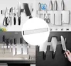 A collage of images showing magnetic knife strips holding various kitchen knives and scissors. Náhľad obrázku produktu