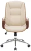 A front view of a cream-colored office chair with wooden accents and a silver base. Voir les images du produit