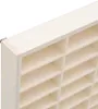 A close-up view of a wooden display shelf with multiple compartments. Produktbild-Vorschau