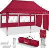 A red pop-up tent with windows and side walls, along with its accessories, laid out on a white surface. Anteprima dell’immagine prodotto