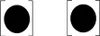 Two black circles enclosed in brackets, placed side-by-side on a white background. Produktbild-Vorschau