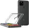 A clear phone case is shown in front of a dark smartphone. Produktbild-Vorschau