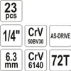 23-teiliger Werkzeugsatz 1/4" – YT-14421 Produktbild-Vorschau 12