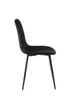 A side view of a black velvet dining chair with black metal legs, isolated on a white background. Produktbild-Vorschau