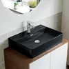 HOROW Schwarz Waschbecken Wandmontage Waschtisch Keramik Produktbild-Vorschau 5