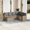 vidaXL 7-tlg. Garten-Sofagarnitur mit Kissen Beige Poly Produktbild-Vorschau 2
