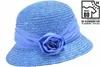 Seeberger eleganter Strohhut-Glocke mit Blume & UV-Schutz 80 in blau