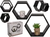 Holzregal Wandregalset Hexagon Hängeregal 6-eckig Schwarz Produktbild-Vorschau 6