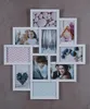 A white multi-photo frame collage displaying various images and patterns. Produktbild-Vorschau