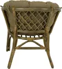 The back view of a round rattan chair with a brown cushion. Produktbild-Vorschau