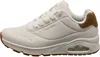 A side view of a white Skechers sneaker with brown accents. Anteprima dell’immagine prodotto