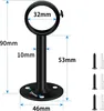 A diagram showing the dimensions of a black metal curtain pole bracket. Produktbild-Vorschau