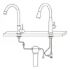 Diagram showing the under-sink installation of a kitchen faucet with a water filter. Anteprima dell’immagine prodotto