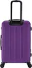 A purple suitcase with black accents, shown from the front with the handle extended. Produktbild-Vorschau