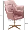 FineBuy Schreibtischstuhl Samt Rosa Drehstuhl mit Lehne Produktbild-Vorschau 3