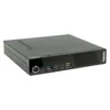 A black Lenovo ThinkCentre mini PC is shown from a diagonal front-left angle against a white background. Produktbild-Vorschau