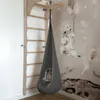 A child's room with a hanging pod chair attached to a wall-mounted ladder. Náhľad obrázku produktu