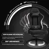 A gaming chair is shown with various angles and features highlighted with text and graphics. Produktbild-Vorschau