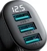 A close-up of a black car charger with three USB ports and a digital display showing '12.5'. Anteprima dell’immagine prodotto