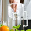 A hand is placing a filter into a water pitcher. There is an orange and some mint leaves in the foreground. Anteprima dell’immagine prodotto
