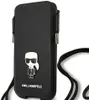 A black phone case with a Karl Lagerfeld character design and a black strap. Anteprima dell’immagine prodotto