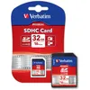 A Verbatim 32GB SDHC card is shown in its retail packaging, with a separate card also displayed. Produktbild-Vorschau