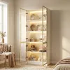 Weißer Vitrinenschrank mit 4 Glastüren 80x36x200cm, Goldene Produktbild-Vorschau 2
