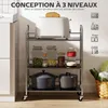 HOMCOM Desserte cuisine, chariot de service à 3 niveaux en Voir les images du produit 3