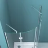 A close-up view of a shower enclosure, showing the glass panels and metal frame. Produktbild-Vorschau