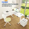 A modern L-shaped standing desk setup in a bright room with a large window overlooking a garden. Náhled obrázku produktu