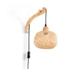 Wandleuchte aus Holz, runder Korbschirm mit Kabel, Schalter Produktbild-Vorschau 9