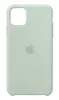 A light green iPhone case with the Apple logo embossed in the center, shown against a white background. Produktbild-Vorschau