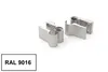 Two silver-colored door hinges are shown on a white background, with a text box indicating 'RAL 9016'. Produktbild-Vorschau