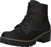 A black lace-up boot with a thick sole and heel, presented against a white background. Produktbild-Vorschau