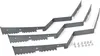 Three metal brackets with serrated edges and screws on a white background. Produktbild-Vorschau